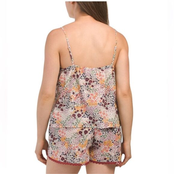 Cynthia Rowley SโDolly Meadow Floral White Burgundy Cotton Camisole Short PJ Set - Picture 2 of 11